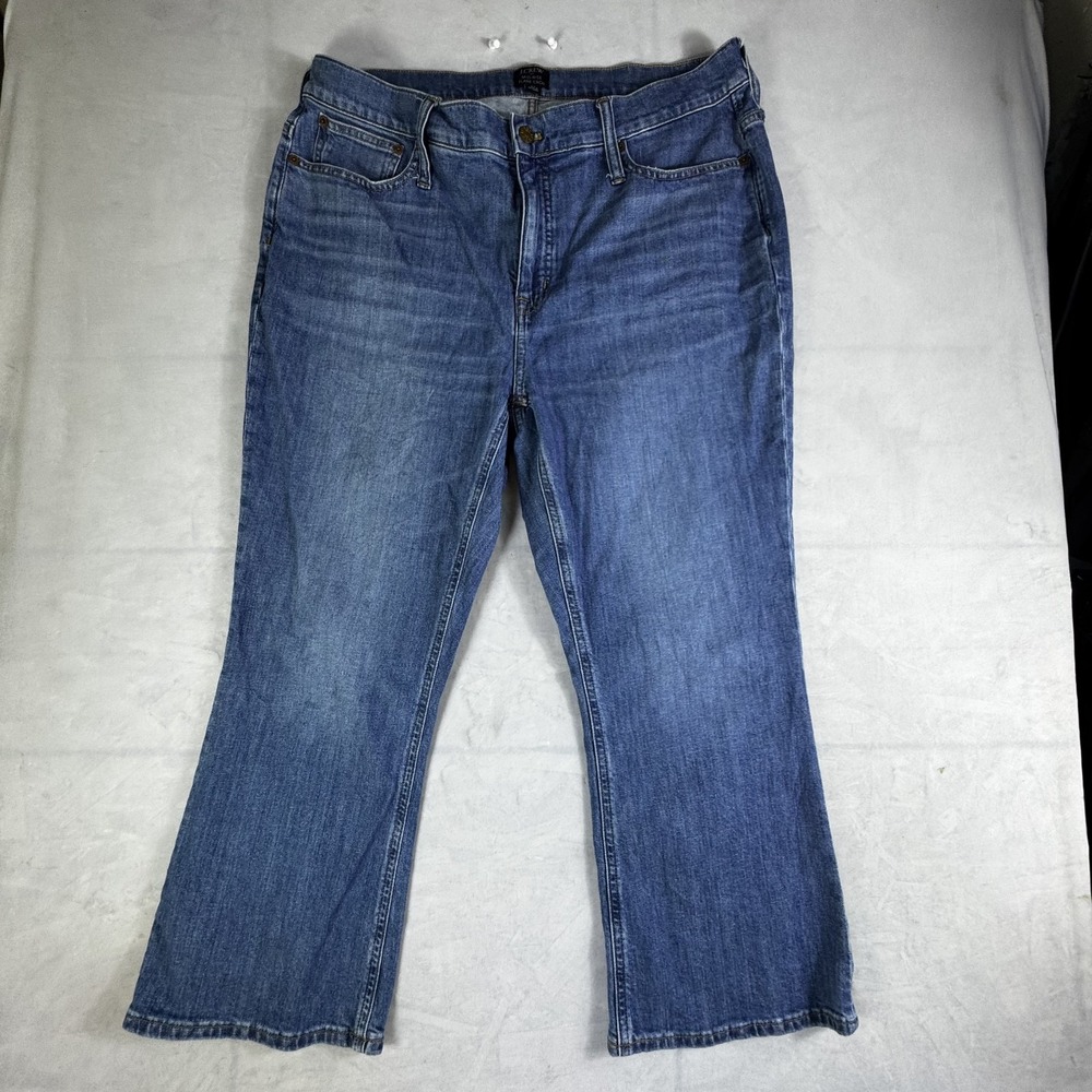 J.Crew Womens Flare Crop Jeans Blue Denim Mid Rise 5 Pocket Design Streetwear 33